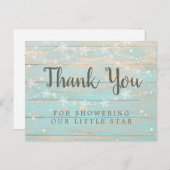 Carte Postale Remerciement étoilé avec texture de bois rustique (Devant / Derrière)