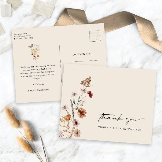 Carte Postale Remerciement Fleur Sauvage