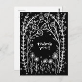 Carte Postale Remerciement Fleurs Fantaisie Esquisse Griffonnage (Devant / Derrière)