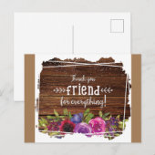 Carte Postale Remerciement Floral Bois Rustique pour un Ami (Devant / Derrière)