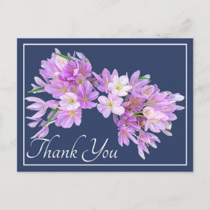 Carte Postale Remerciement Floral Moderne Rose Violet Crocus Jol
