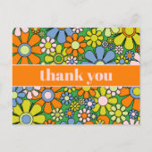 Carte Postale Remerciement floral rétro joyeux des années 60 (Devant)