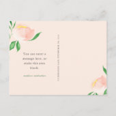 Carte Postale Remerciement Floral Rose Pêche Chic (Dos)