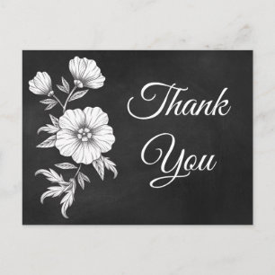 Carte Postale Remerciement Floral Tableau Noir Mariage Fleur Vin