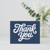 Carte Postale Remerciement Gras Calligraphie Bleu Marine (Debout devant)