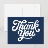 Carte Postale Remerciement Gras Calligraphie Bleu Marine (Devant / Derrière)