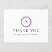 Carte Postale Remerciement Moderne d'Affaires Monogramme Rose et (Devant)