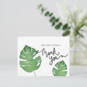 Carte Postale Remerciement Moderne de Feuille de Palmier Tropica (Debout devant)