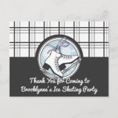 Carte Postale Remerciement Moderne de Patinage sur Glace à Carre (Devant)