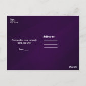 Carte Postale Remerciement Moderne Glamour Violet Noir & Or (Dos)