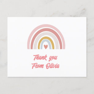 carte postale remerciement pastel arc-en-ciel nom