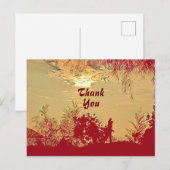 Carte postale remerciement paysage coucher de sole (Devant / Derrière)