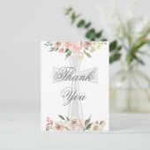 Carte Postale Remerciement personnalisé chrétien floral rose élé (Debout devant)