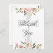 Carte Postale Remerciement personnalisé chrétien floral rose élé (Devant / Derrière)