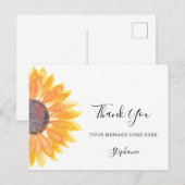 Carte Postale Remerciement personnalisé Tournesol (Devant / Derrière)