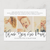 Carte Postale Remerciement Photo Baptême Moderne Simple Chic (Devant)