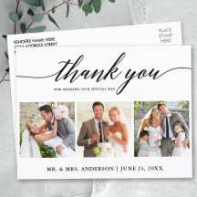 Remerciement photo de mariage 3 en calligraphie mo