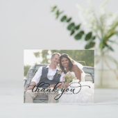 Carte Postale Remerciement photo d'élégant script noir (Debout devant)
