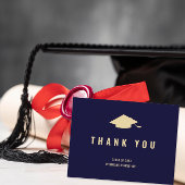 Carte Postale Remerciement photo or moderne bleu navy