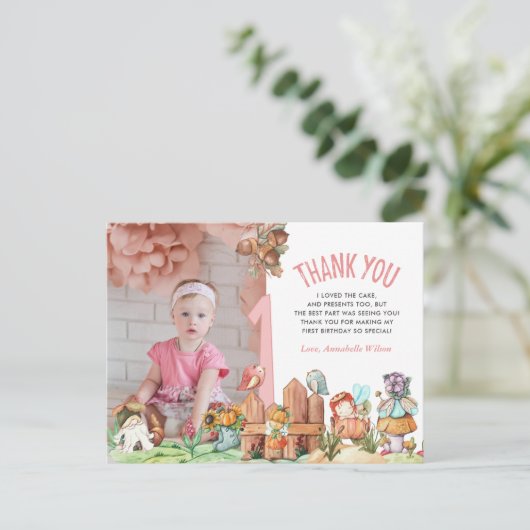 Carte Postale Remerciement photo pour le premier anniversaire de (Debout devant)