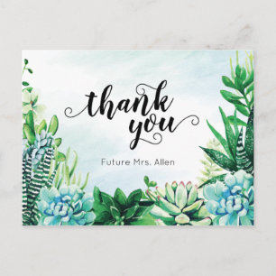 Carte Postale Remerciement plat de Baby Shower Mariée Aquarelle 