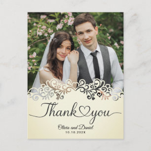 Carte Postale Remerciement plat de mariage à cœur d'amour de scr