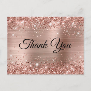 Carte Postale Remerciement pour 21 ans Rose Gold Glitter Foil