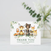 Carte Postale Remerciement pour Baby Shower Animaux de la Forêt  (Debout devant)
