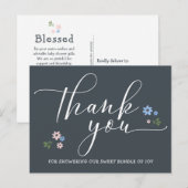 Carte Postale Remerciement pour Baby Shower Calligraphie Moderne (Devant / Derrière)