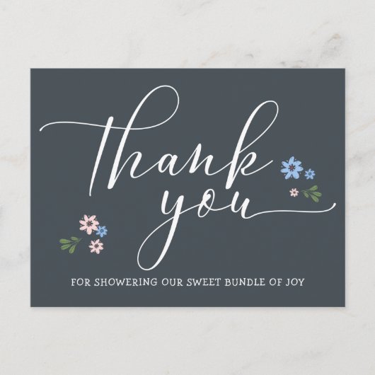 Carte Postale Remerciement pour Baby Shower Calligraphie Moderne (Devant)