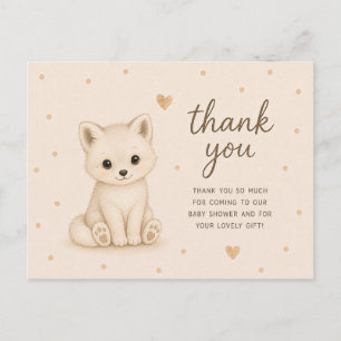 Carte Postale Remerciement pour Baby Shower de Bébé Renard Arcti