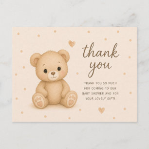 Carte Postale Remerciement pour Baby Shower Ours en Peluche