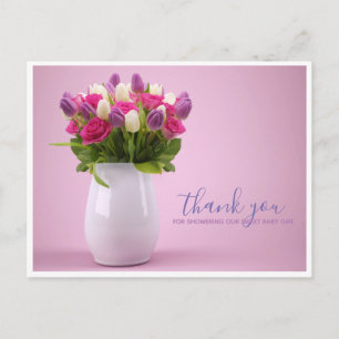 Carte Postale Remerciement pour bouquet de fleurs Baby Shower