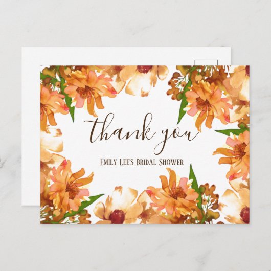 Carte Postale Remerciement pour Mariage Automne Amour Verdure (Devant / Derrière)