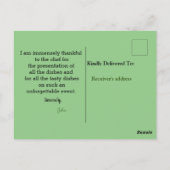 Carte Postale Remerciement pour un restaurant (Dos)