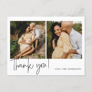 Carte Postale Remerciement pour une baby shower avec calligraphi