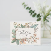Carte Postale Remerciement pour une baby shower rose poudré flor (Debout devant)