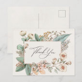 Carte Postale Remerciement pour une baby shower rose poudré flor (Devant / Derrière)