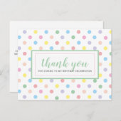 Carte Postale Remerciement pour une fête d'anniversaire à pois p (Devant / Derrière)