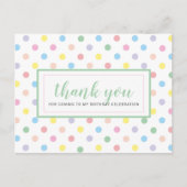 Carte Postale Remerciement pour une fête d'anniversaire à pois p (Devant)