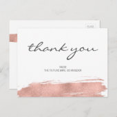 Carte postale Remerciement rose Gold Brushstroke F (Devant / Derrière)