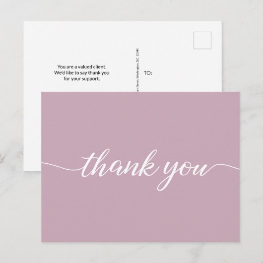 Carte Postale Remerciement rose pour appréciation de la clientèl (Devant / Derrière)