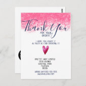 Carte Postale Remerciement rose pour votre commande Insérer l'en (Devant / Derrière)