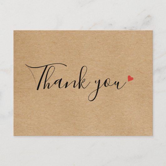 Carte Postale Remerciement simple d'affaires de script de Kraft (Devant)