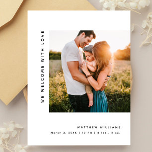 Carte Postale Remerciement Simple et Minimaliste pour Baby Showe