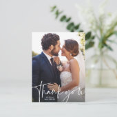 Carte Postale Remerciement simple photo de mariage script (Debout devant)
