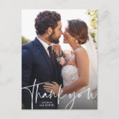 Carte Postale Remerciement simple photo de mariage script (Devant)