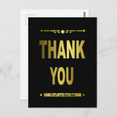 Carte Postale Remerciement Typographie Noir Or Élégant (Devant / Derrière)