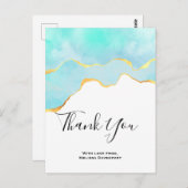 Carte Postale Remerciement vert tropical vibrant avec bordure do (Devant / Derrière)