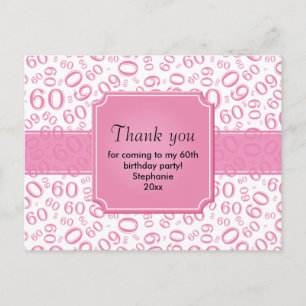 Carte Postale Remerciements: 60e anniversaire Numéro Motif rose/